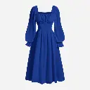 TOOSIS Dress for Women's High Waist Square Neck Flared Sleeve Ruched Bust Dress Party Long Sleeve Dress